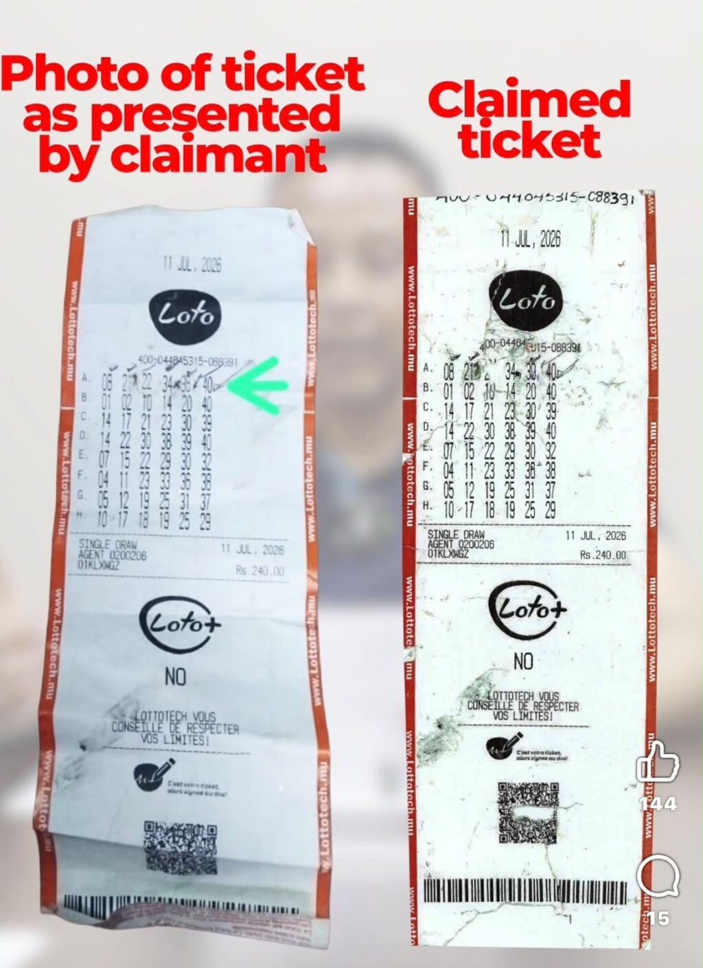 Ticket de Loto endommagé : Lottotech affirme qu’aucune combinaison gagnante de cinq numéros ne figure sur le ticket
