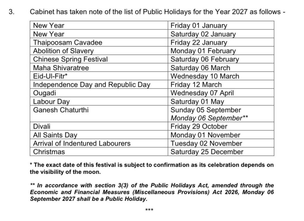 Jours fériés 2027 : Double nouveauté : Teachers’ Day devient congé scolaire et congé supplémentaire pour le Ganesh Chaturthi